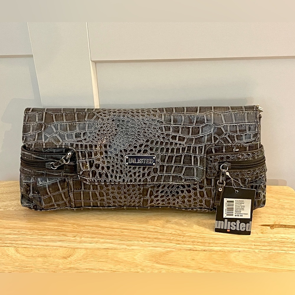 Unlisted Grey Crocodile Pattern Clutch